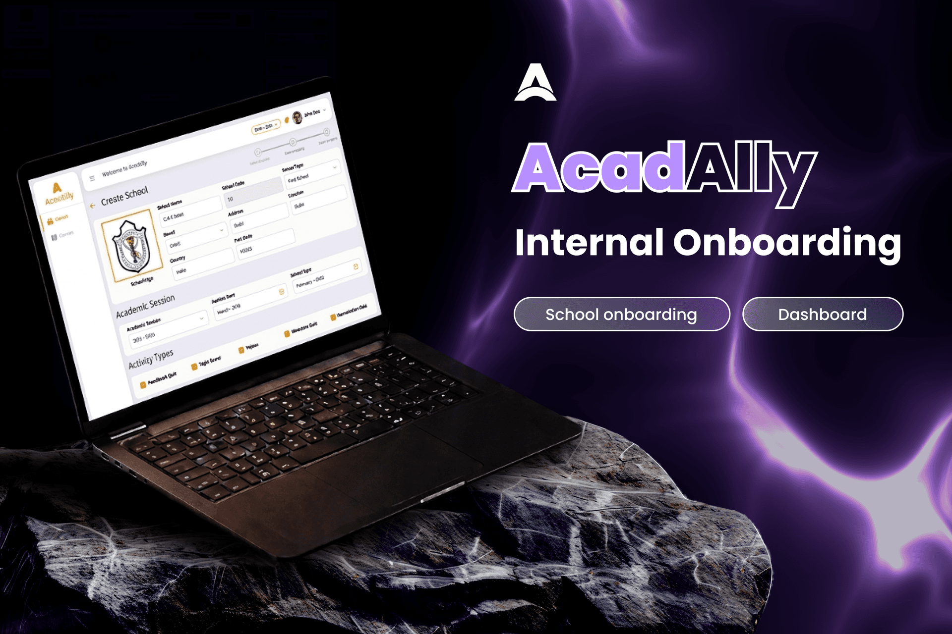 Screenshot of Onboarding Schools Website, built with HTML, Tailwind CSS, Media Query